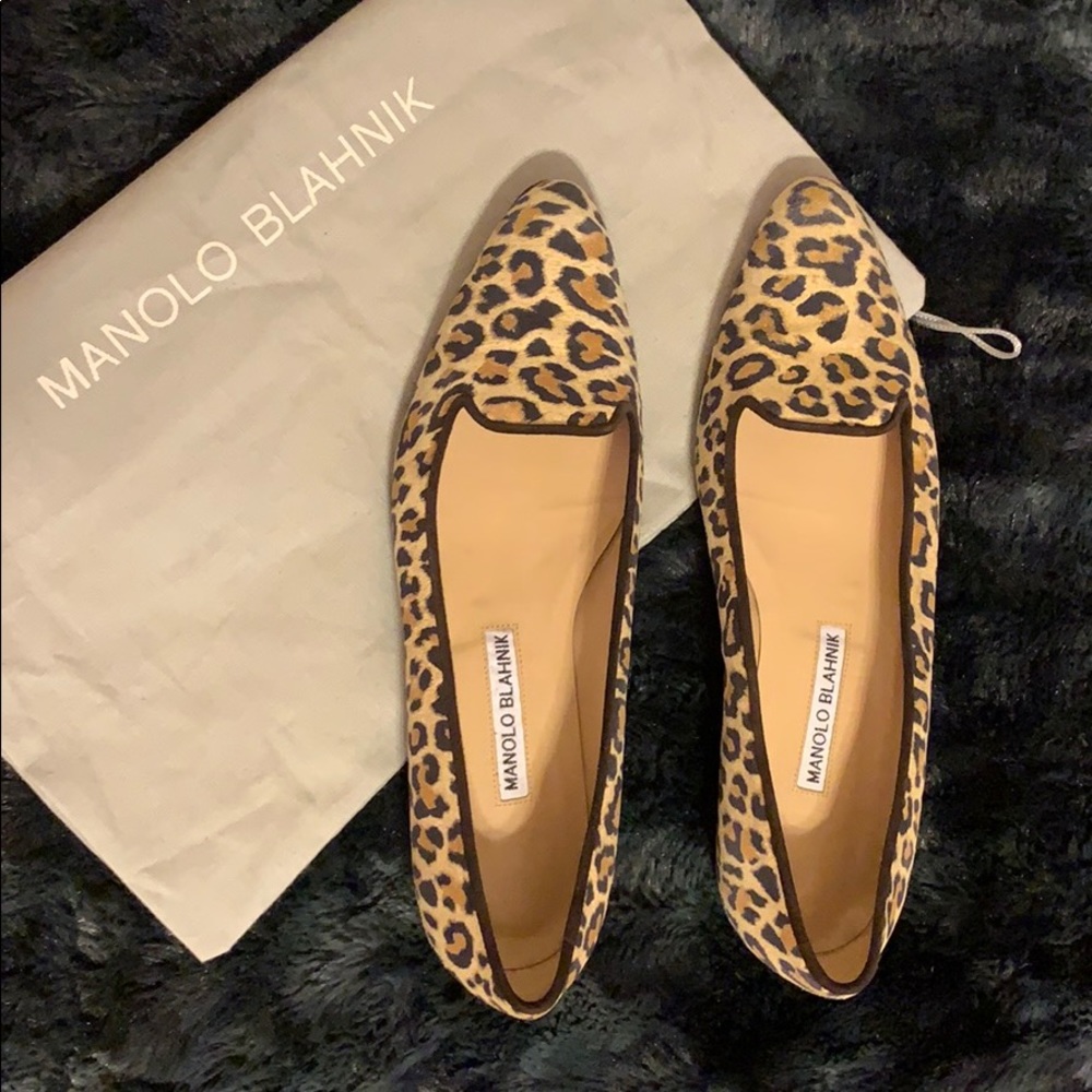 Manolo Blahnik Leopard Print Flats